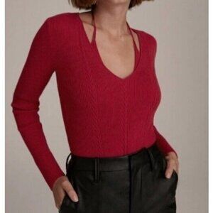 New Favorite Daughter Halter Sweater Top Womens XS Take Me Somewhere Red V Neck
